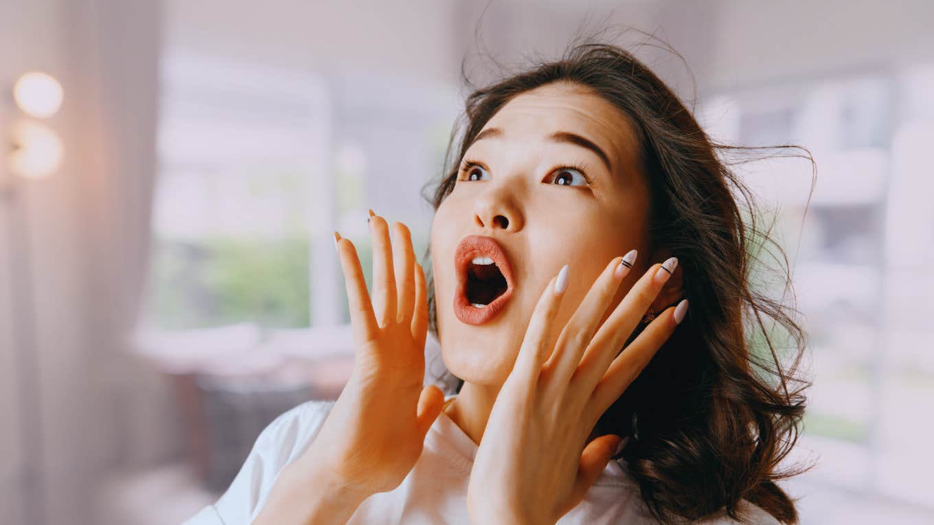 Life's Most Interesting Questions That Will Make You Rethink Everything Woman is shocked and rethinking everything after being asked life's most interesting questions.