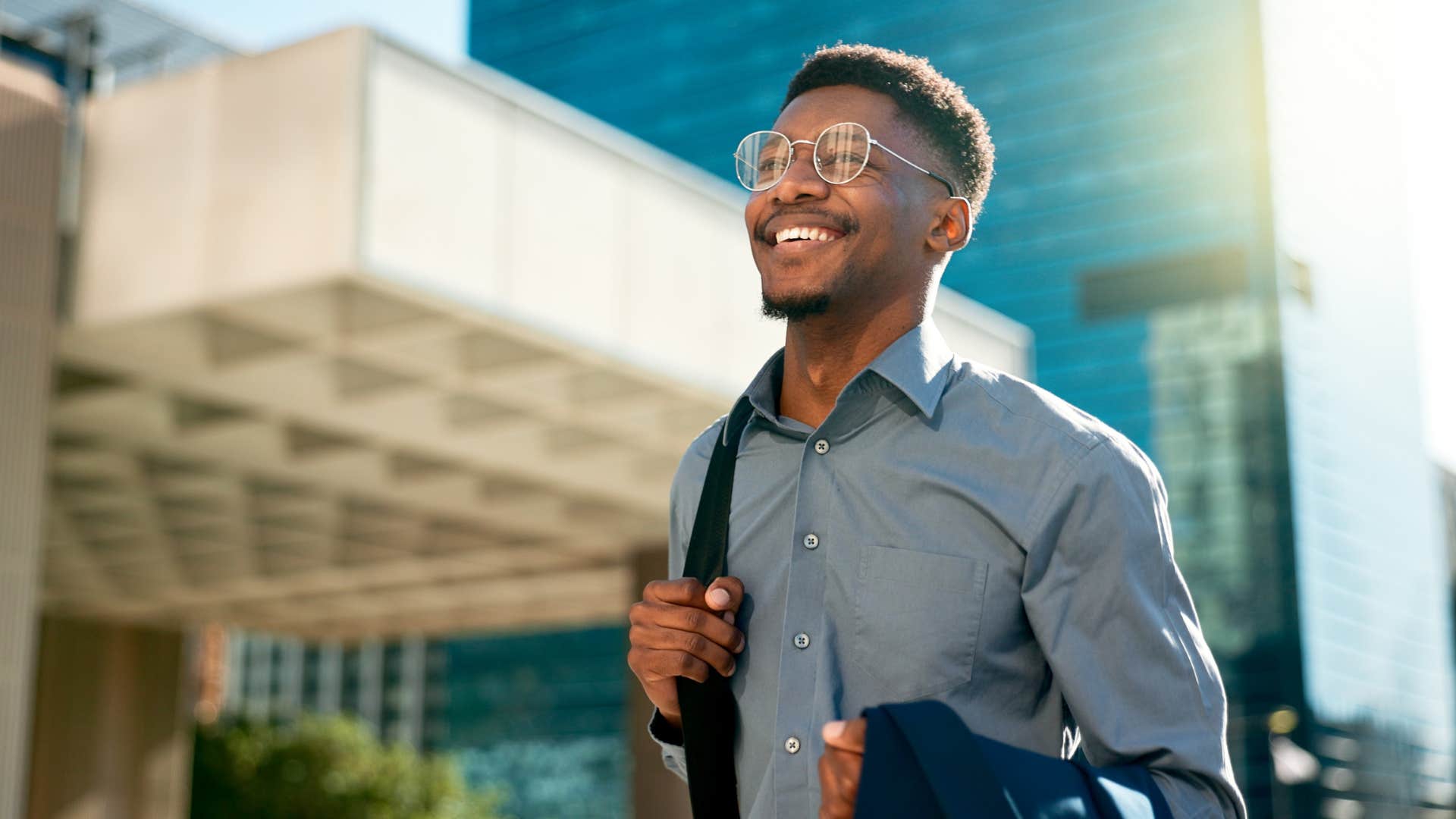 man happy and walking away