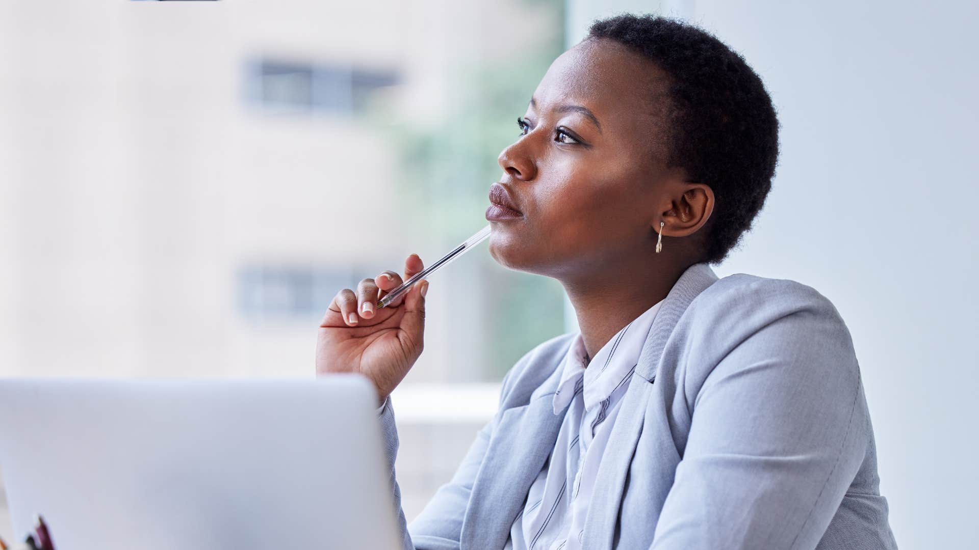 woman who is analyzing the reasons behind her emotions that says emotional intelligence is off the charts
