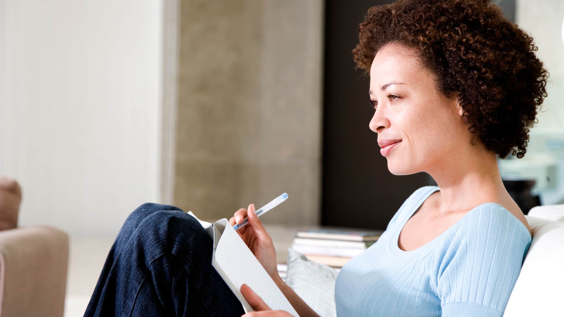 woman who is being mindful of her emotions that says emotional intelligence is off the charts