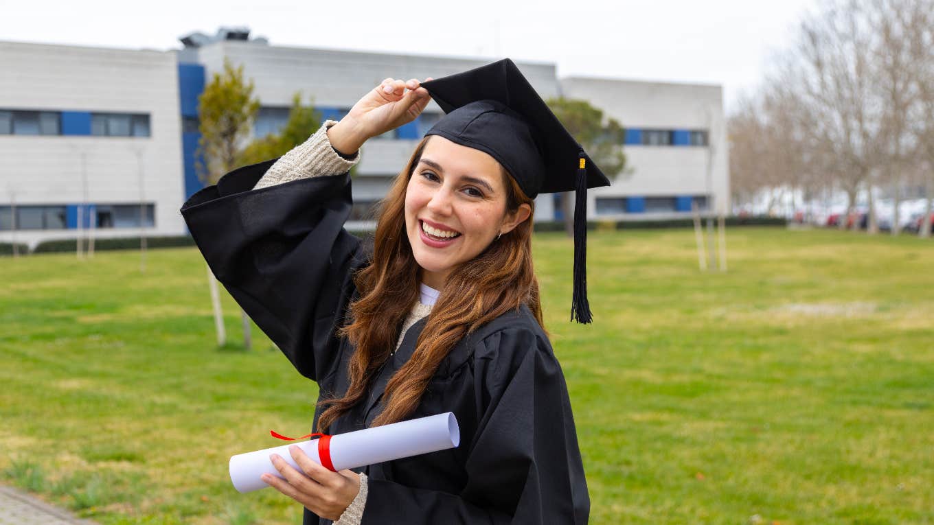 college student graduating who was awarded a scholarship