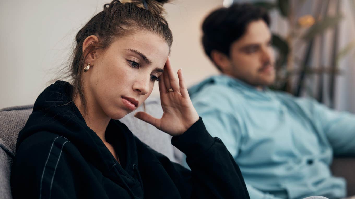 Thoughts People Have Right Before They Realize They're Not Safe In A Relationship unhappy woman realizing shes not safe in her relationship